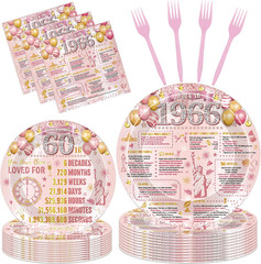 60Th Birthday Party Decorations – 96 Pcs Pink Rose Gold Happy 60 Years Old 1966