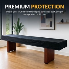 Hathaway 9-Ft Shuffleboard Table Cover – Black Synthetic Leather, Cotton Lined