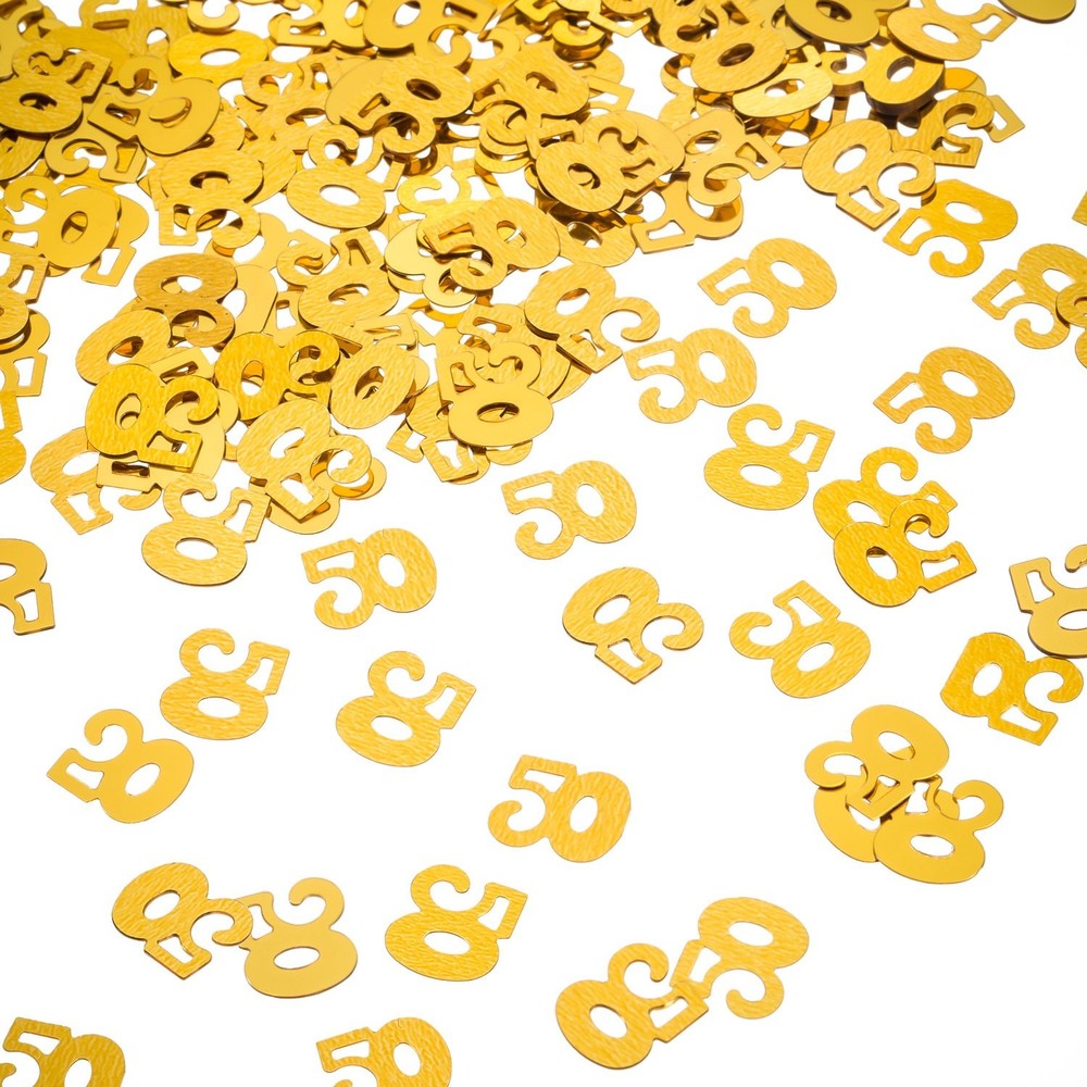 1400 PCS Gold 50th Number Birthday Confetti Wedding Anniversary 2 Bags