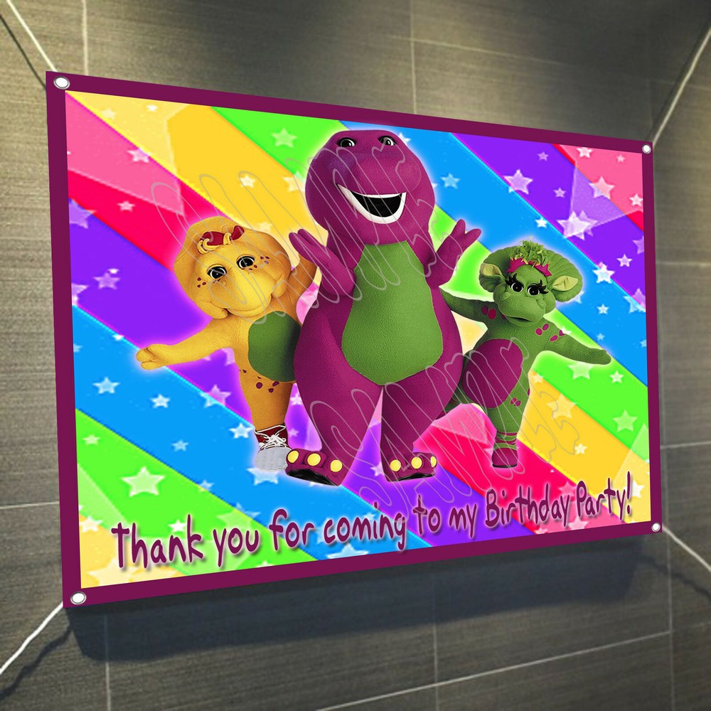 Barney Purple Dinosaur Vinyl Indoor/Outdoor Banner Sign Poster 30″x24″, 2.5 x2′