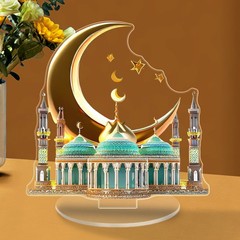 Ramadan Festival 2D Acrylic Moon Castle Craft Ornament Muslim Home Party Gifts
