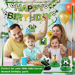 16 Pcs Soccer Birthday Party Decorations Include Soccer Happy Birthday Banner…