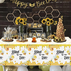 Bee Hive Theme PE Tablecloth Happy 1St Birthday Party Decorations Kids Kitchen D