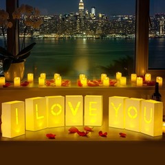 I Love You Light Up Letters Luminary Paper Bags Anniversary Valentine Decor