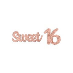 Sweet 16 Confetti Number 16 Birthday Table Decorations Rose Gold Glitter
