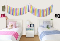 Pastel Rainbow Ribbon Tassel Garland Colorful Fabric Banner