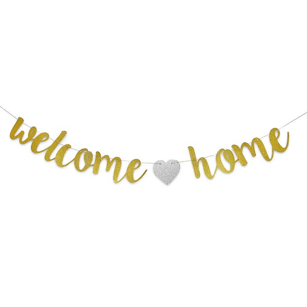 Welcome Home Banner Welcome Back Party Decorations Gold Glitter Home Party Sign