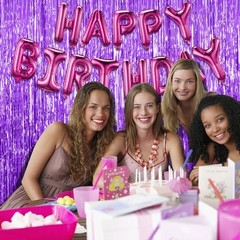 2 Pack Backdrop Tinsel Streamers Foil Fringe 39.4″w X 78.7″l (Pack of 2) Purple