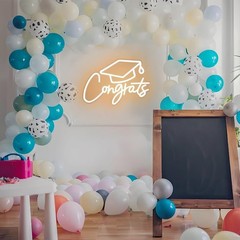 Congrats Grad Neon LED Sign Graduation Cap Warm White Adjustable brightness NIB