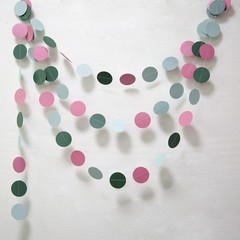 Soft Blue Rose Pink Dark Green Circle Garland for Wedding Party Decoration Ha…