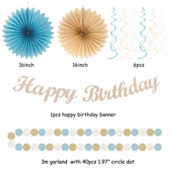 Light-Dusty Blue Beige-Champagne Women Birthday-Decorations – 21pcs Boho Neut…