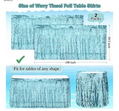 Metallic Foil Table Skirts 5 Pack, 29×108″, Birthday Party Decor, Blue
