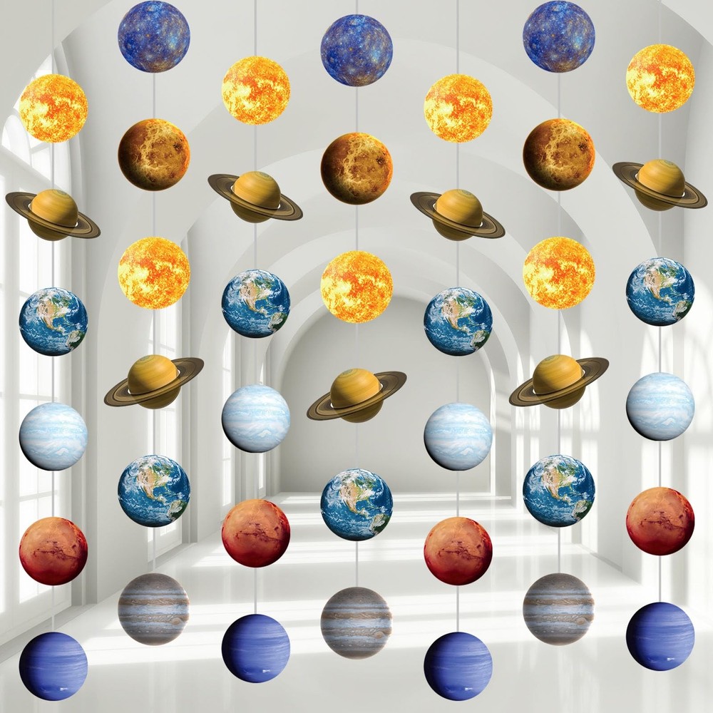 8 Pieces Space Hanging Decorations Solar System Planets Paper Garlands Outer …