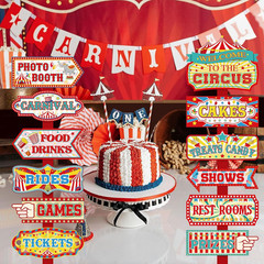 24 Pieces Carnival Decorations Circus Party Directional Sign Welcome to the Circ