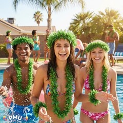 PMU 192 Pcs Luau Tropical Fern Leaf Lei Set Green – (48 Pack of 4)