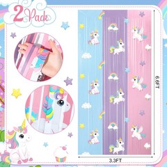 Tiamon Unicorn Party Decorations 2 Pack Foil Fringe Curtains