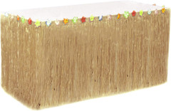 Hawaiian Table Skirt 11Ft Long Stretches to 30Ft! | (29″ Tall) Brown Grass Table