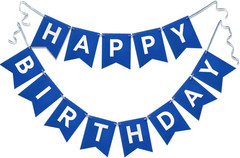 Navy Blue Happy Birthday Banner Nautical Theme 13Pcs | Boys Birthday Party Suppl