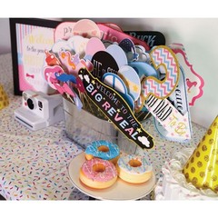 Gender Reveal Photo Booth Props – 41-pc Photobooth Kit with 8 x 10-Inch Sign,…