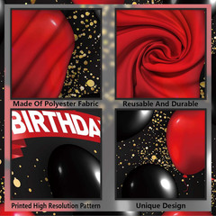 Happy 70Th Birthday Red and Black Banner Backdrop Decorations Balloons Theme Dec