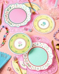 Tea Party Plates – 32pk, 16 9″ + 16 7″ | Garden Party, Birthday Decorations,