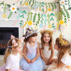 Flower Leaves Banner Paper Flower Garland Paper Wildflower Party Decorations Flo