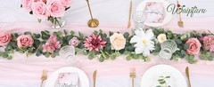8.85Ft Flower Garland, Eucalyptus Greenery Garland with Flowers, Pink Rose
