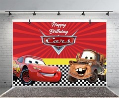 Red Racing Car Backdrop Boys Birthday Party Cartoon Photo Background Banner