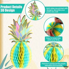 , Huge Pineapple Centerpiece for Tables – 12 inch, Pack of 6 | Luau Party Dec…