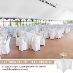 Preboun 8 Pack 72 Inch/ 6 Ft Spandex Round Tablecloth Fitted Stretch Tablecloth