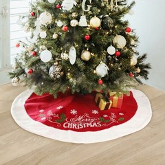 Merry Christmas Letter Print Red Christmas Tree Skirts Soft Thick Non-woven