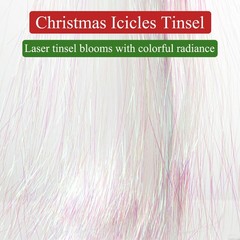10000 Strands White Iridescent Christmas Tinsel Icicles Foil Fringe Decoration