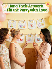 All-In-One Baby Shower Games for Guests – DIY Bib Decorating Kit with 24 Bibs, 6