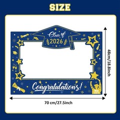 Graduation Decorations Class of 2026 Photo Booth Props – Blue and Gold 2026 Grad