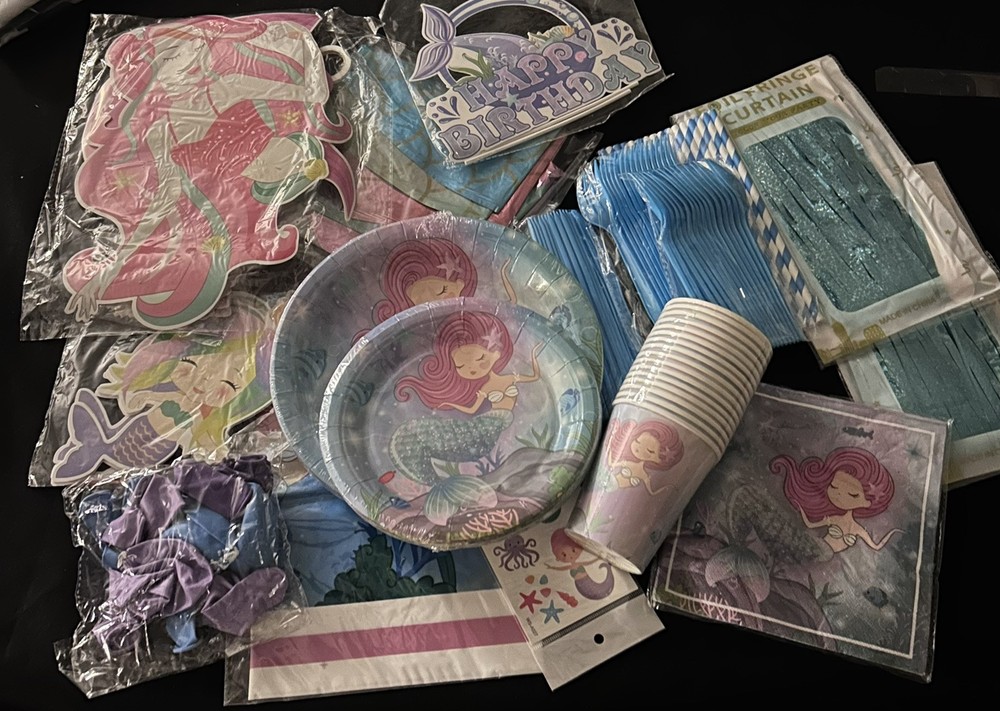 Mermaid Birthday Party Decorations + 16 Pc Tableware