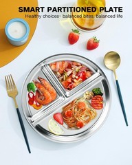 Bakpoco Stainless Steel Kids Plates 2 Packs, 9″ Toddlers 2 9“ – Silver