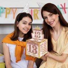 13Th Birthday Pull-Out Money Gift Box for Girls – Pink Rose Gold Happy Sweet 13T