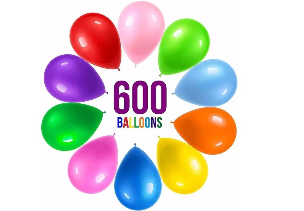 600 Party Balloons 12 Inch, 10 Assorted Rainbow Colors -Bulk Pack of Strong Late