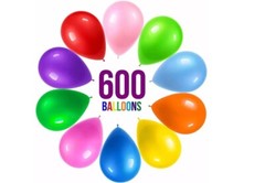 600 Party Balloons 12 Inch, 10 Assorted Rainbow Colors -Bulk Pack of Strong Late