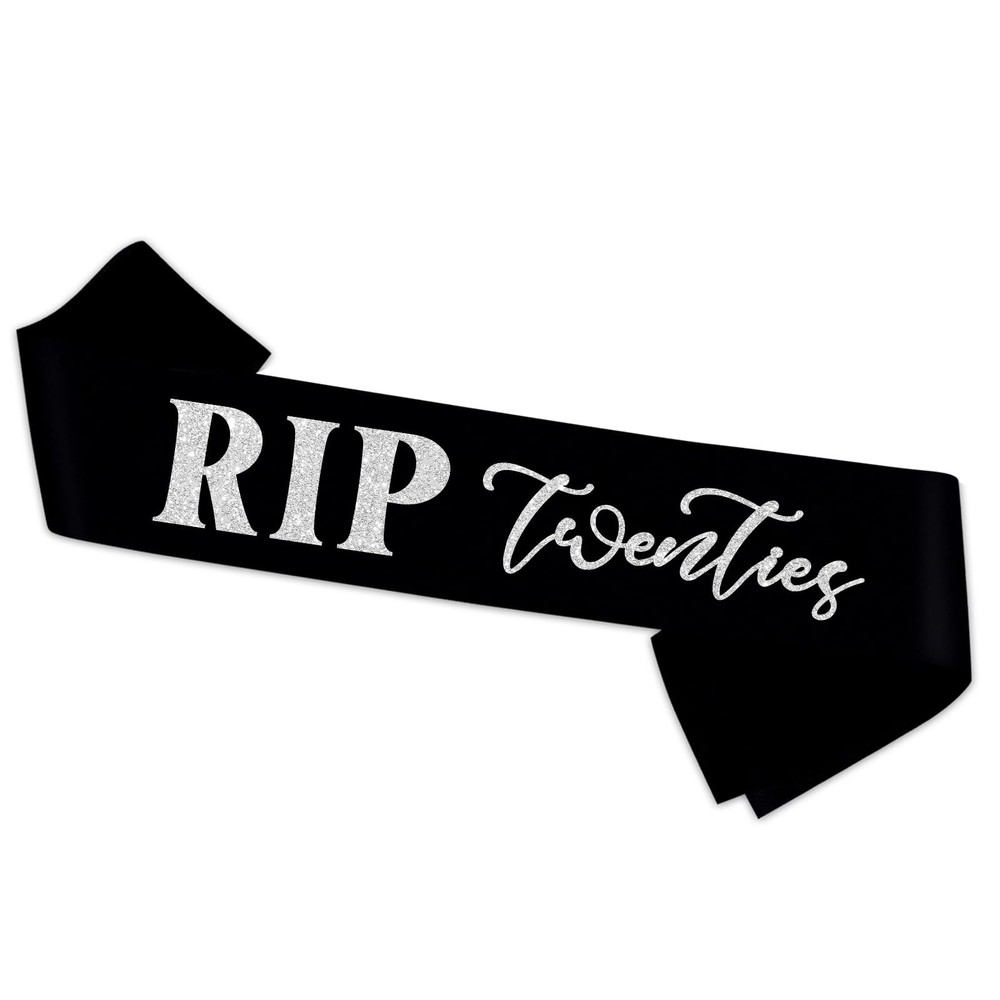 RIP Twenties Sash – Sliver Foil Black Sash – RIP to My 20s Birthday Sash for …