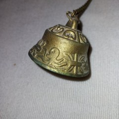 Vintage Brass Wind Chime With Ornate Bells & Chain Detailing For Home Décor Or S
