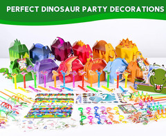 320PCS Dinosaur Birthday Party Decorations Favors Supplies, Dino Goodie Bags Fil