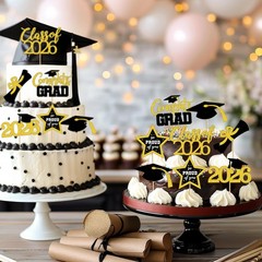48 PCS Graduation Cupcake Toppers, 6 Styles Congrats Grad Cake Topper, Black …