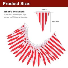 Pennant Banners, Reusable Polyester Cloth Flags for Red & White Striped