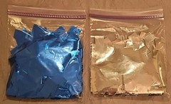 Silver & Blue Metallic Confetti Rectangle 1/2 lb each. 1 lb total. NEW!