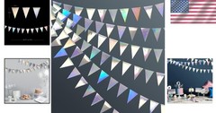 Vibrant 4-Piece Iridescent Pennant Banner for Weddings, Birthdays, and More