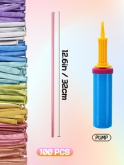 100 Pcs 260 Balloons Kit with Pump Kids Premium Latex Twisting Long Balloons…