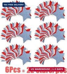 6 Pack Patriotic Star Streamers Garland Red White Blue Bunting Banner Paper Hang