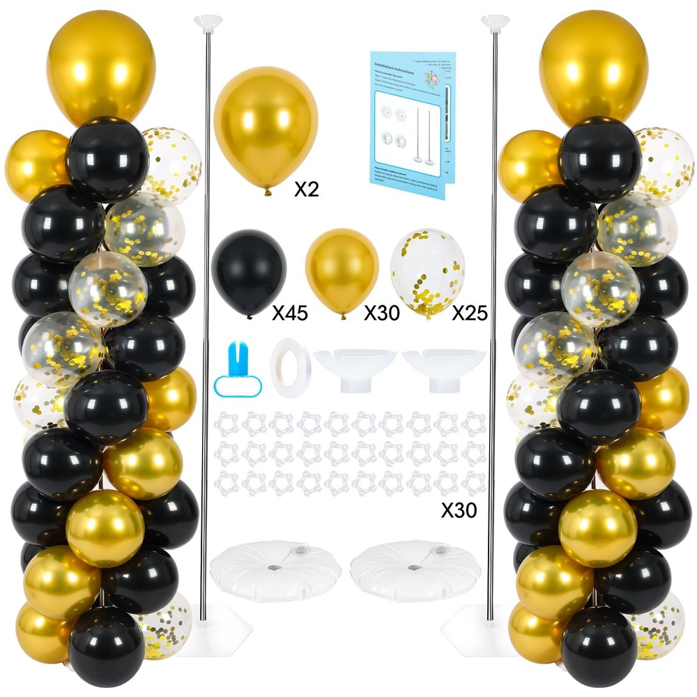Balloon Column Stand with 102 Balloons, Balloon Column Kit Set of 2, Metal Ba…