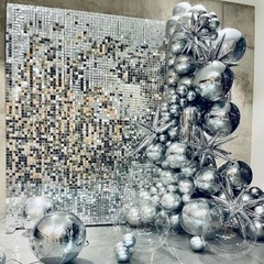 10 Pcs Silver Shimmer Wall Backdrop Panels Sequins for Birthday Party